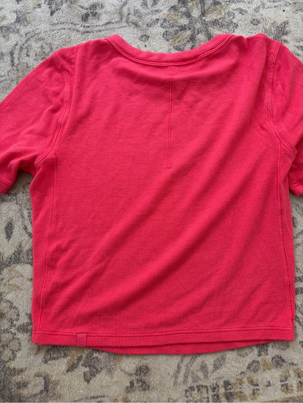 lululemon Hold Tight Coral Ribbed Crop Top